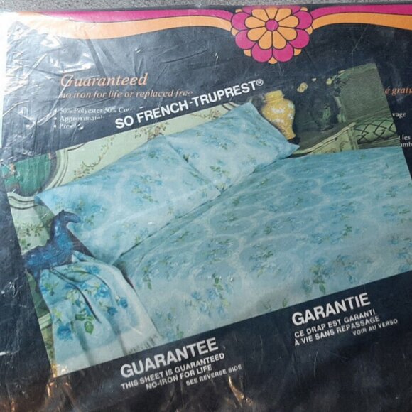 Vintage Tex Made Truprest 1-Double Bed Flat, 1 Double Bed Fitted & 2 Pillow Case - Picture 2 of 2